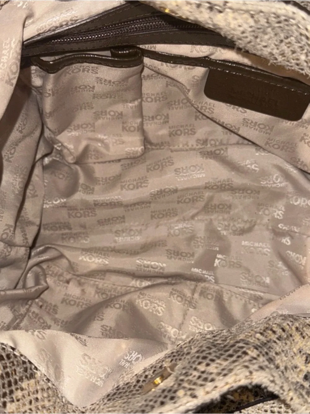 Michael Kors Vintage Python Embossed Leather Hobo Shoulder Bag Fall 26 #010